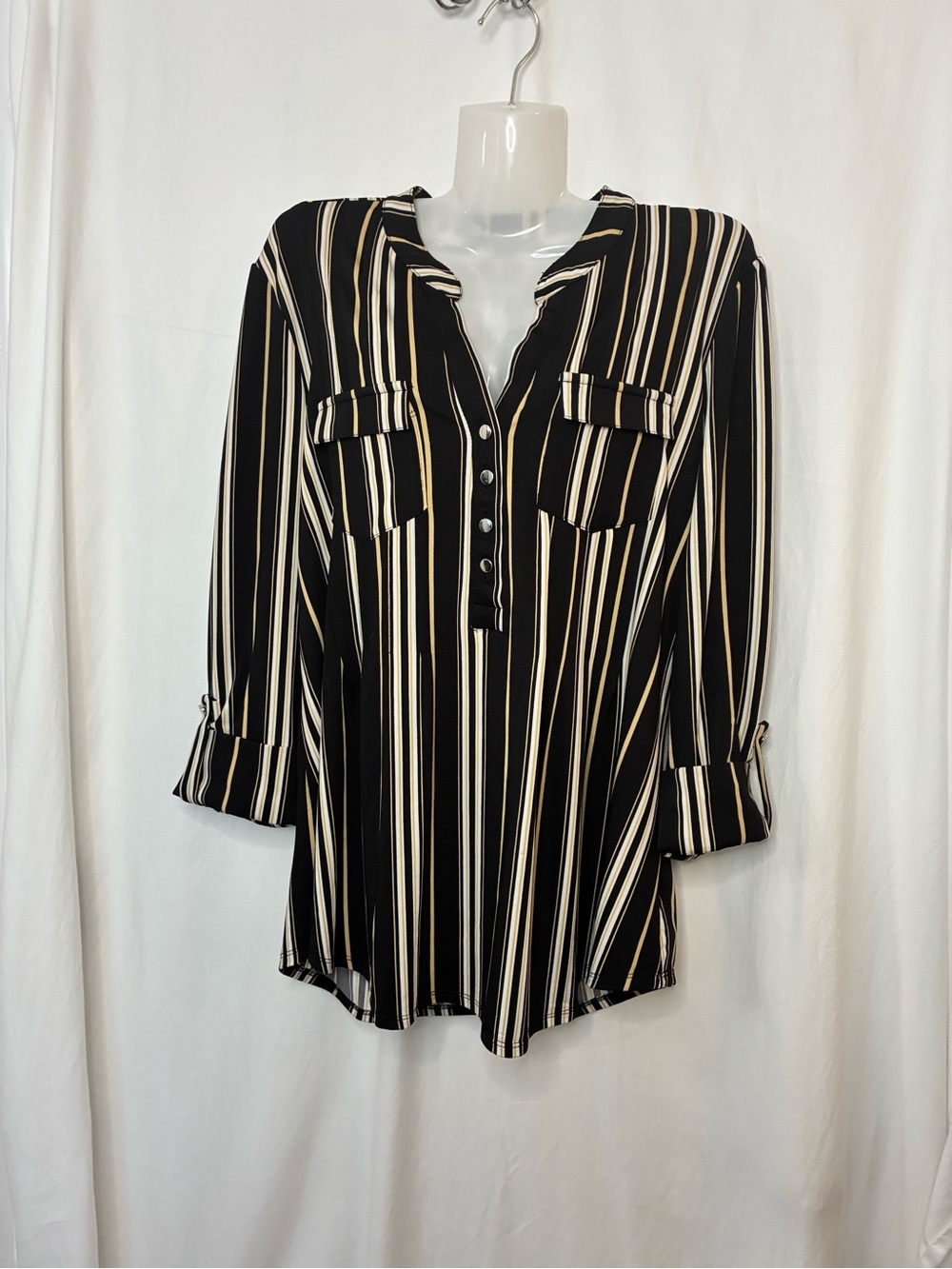 Cocomo Black Tunic with Cream Stripes